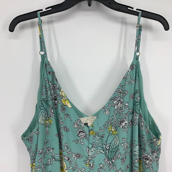 LOFT Top Floral Print Sleeveless V Neck Button Cami Tank Strappy - Picture 4 of 11
